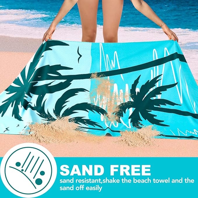 2 Pack Microfiber Beach Towel, Oversized Microfiber Pool Towel 75”x 35”, Sand-Free Beach Towel, Quick Drying Camping Towel, Super Absorbent Bath Towel Blanket, Soft Breathable and Lightweight