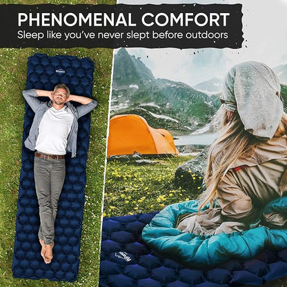 POWERLIX Ultralight Sleeping Pad for Camping with Inflating Bag, Carry Bag, Repair Kit – Compact Lightweight Camping Mat, Outdoor Backpacking Hiking Traveling Airpad Camping Air Mattress