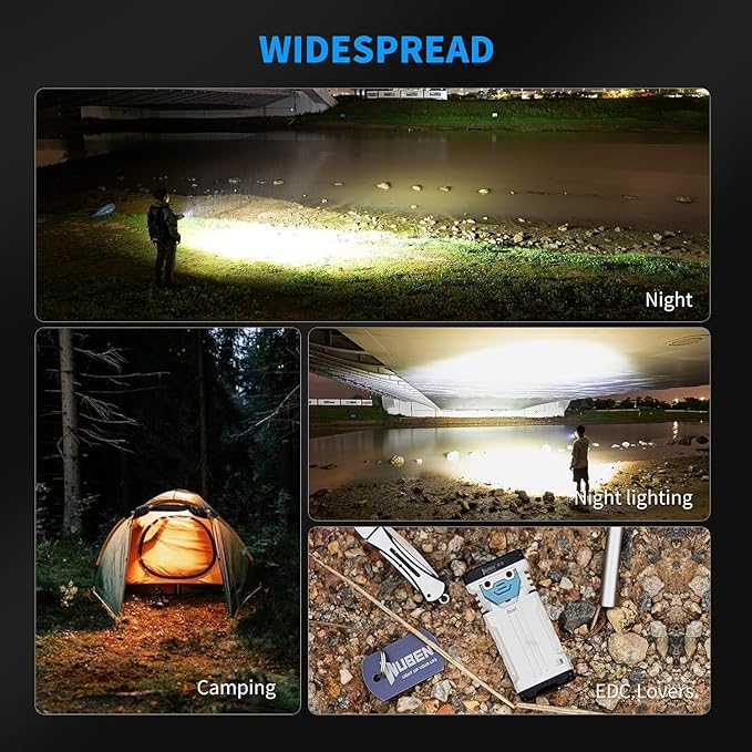 WUBEN X2 Rechargeable Flashlights 1800 Lumens EDC Flashlight, Super Bright Powerful Small Pocket Tactical Flashlight, 6 Modes Mini Brightest Flashlight for Camping, Outdoor, and Emergency (White)