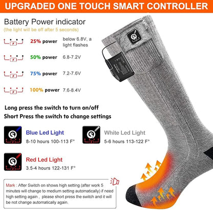 Upgraded Rechargeable Electric Heated Socks,7.4V 2200mAh Battery Powered Cold Weather Heat Socks for Men Women,Outdoor Riding Camping Hiking Motorcycle Skiing Warm Winter Socks