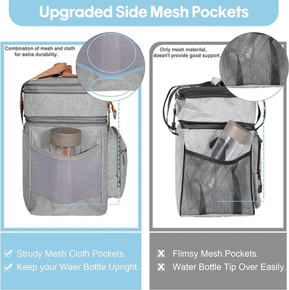 GLENKEY Double Deck Insulated Lunch Box, Expandable Large Lunch Bag Leakproof Cooler Bag Lunch Pail for Men Women Adults Work Shifts Travel Daytrip, Grey