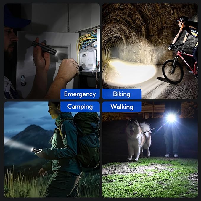RECHOO Rechargeable Flashlights High Lumens, G800 Rechargeable Flashlight with 3 Lighting Modes, Mini LED Flashlight, Pocket-Size EDC Flash Light for Home, Emergency, Camping Gear (Battery Included)