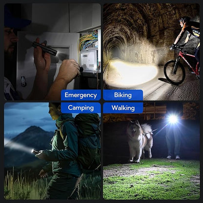 RECHOO Rechargeable Flashlights High Lumens, G800 Rechargeable Flashlight with 3 Lighting Modes, Mini LED Flashlight, Pocket-Size EDC Flash Light for Home, Emergency, Camping Gear (Battery Included)