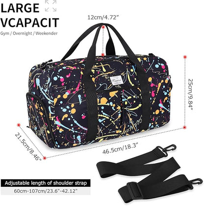 KAMO Travel Duffle Bag, Weekender Bags for Women with Shoe Compartment, Gym Bag for Women with Wet Pocket Workout Dance Tote Bag Personal Item Travel Bag with Trolley Sleeve