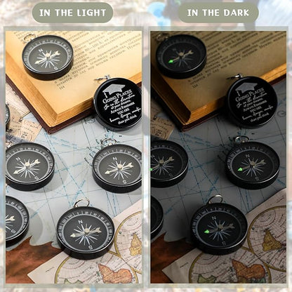 Coume 36 Set 2025 Inspirational Graduation Gifts Engraved Compass for Middle Senior College Graduate Student Compass with You Did It Diploma Sign Tag Gift for Travel Grad Souvenir Favor (Black)