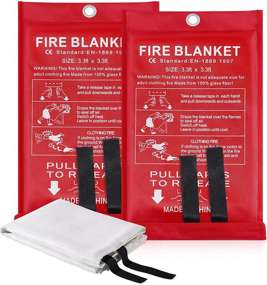 LUXJET Emergency Fire Blanket for Home Kitchen Fiberglass Suppression Fire Blanket, Fire Extinguisher for Camping, Kitchen, Boat, Car & Office, Amusement Building