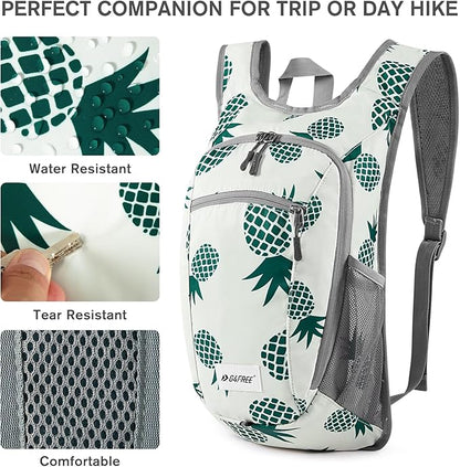G4Free 10L/15L Hiking Backpack Lightweight Packable Hiking Daypack Small Travel Outdoor Foldable Shoulder Bag(Green Pineapple)