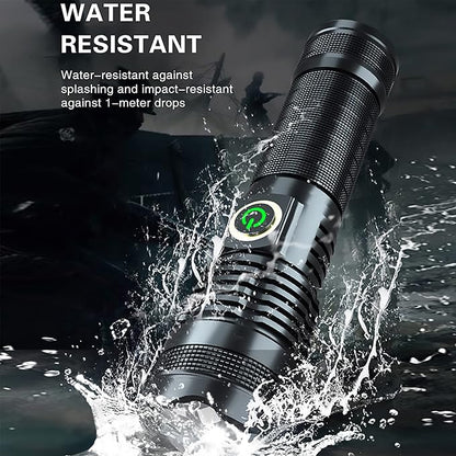 600000 Hign Lumen Handheld Flashlight Rechargeable LED Tactical Flashlight with 5 Modes Waterproof for Camping Hiking Outdoor Biking Emergency Self Defense