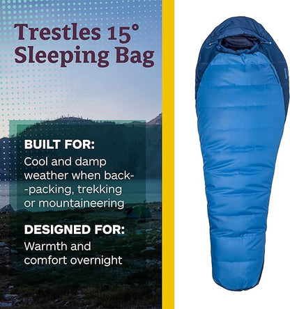 Marmot Men's Trestles 15° Sleeping Bag | Insulated, Water-Resistant, Left-Zip, Cobalt Blue/Blue Night