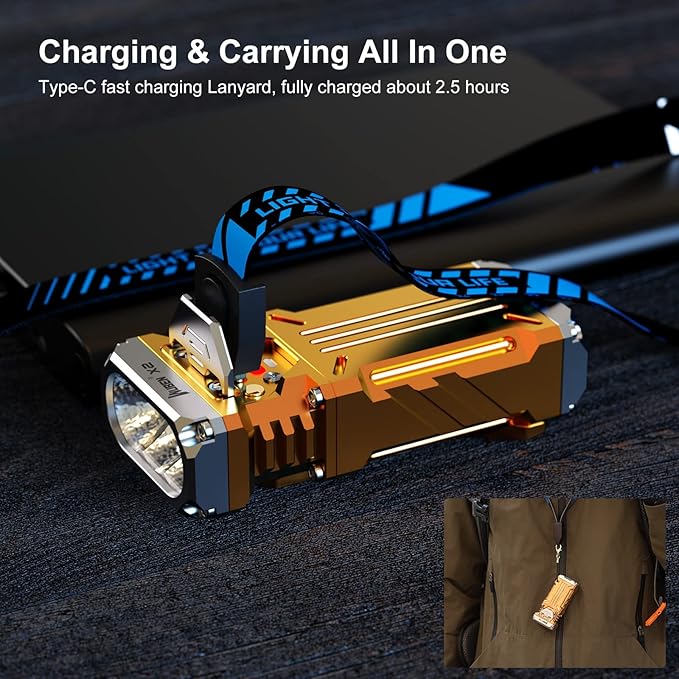 WUBEN X2 1,800 High Lumens Outdoor Pocket Flashlight 90+ High CRI, 175° Floodlighting Mini Rechargeable Flashlight for EDC, Camping, Night Walk, Emergency with 6 Light Modes(Copper)