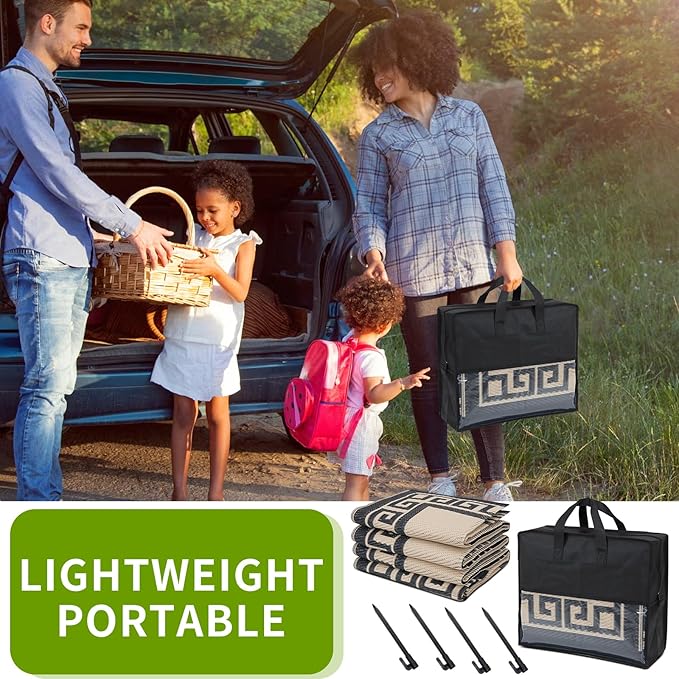 Outdoor Rug 9x12 ft Waterproof, Reversible Outdoor Plastic Straw Rug for Patios Clearance, Outdoor Area Rug Carpet RV Mat for Camping Backyard Deck Porch