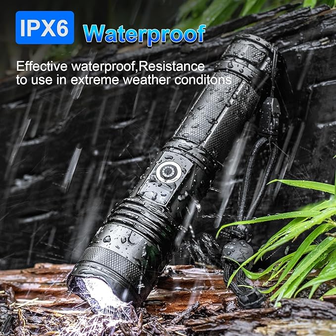 Flashlights High Lumens Rechargeable 2 Pack,990000 Lumens Super Bright Flashlight, Powerful Led Flashlight with 5 Modes & IPX6 Waterproof, Brightest Handheld Flashlights for Home, Camping, Hiking