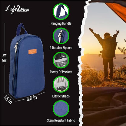 Camp Cooking Utensil Set & Outdoor Kitchen Gear Cookware Kit, Portable Compact Carry Case for Camping, Hiking, Travel, BBQ Grilling Stainless Steel Accessories Spoon & Fork
