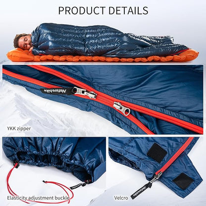 Naturehike Ultralight Backpacking Down Sleeping Bag for Adults, 650 Fill Power Sleeping Bag 20oz for 42-52℉, Compact Lightweight Sleeping Bags for Hiking Camping 3 Seasons