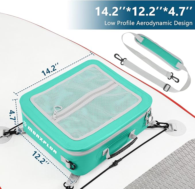 Waterproof PVC Paddleboard Cooler Deck Bag - 12 Can Soft Insulated Cooler for Paddleboarding, Camping, Kayaking