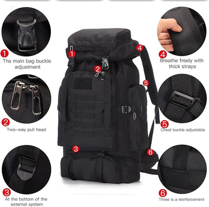 100L Hiking Camping Backpack Tactical Backpack for Men and Women Large Survival Hunting Waterproof Backpack Molle Rucksack Military Camping Backpacking Daypack Army Green