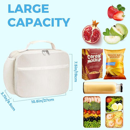 RLGPBON Lunch Bag for Women Cute Corduroy Strawberry Lunch Tote Bags Reusable Lunch Tote Handbags Leakproof Thermal Cooler Lunch Case Large Capacity Lunch Box for Girls School Travel Picnic