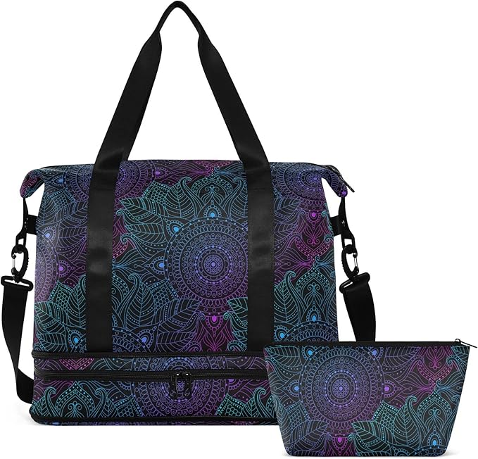Women's Weekender Duffle Bag for Travel and Gym with Toiletry and Shoes Compartment