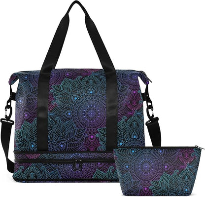Women's Weekender Duffle Bag for Travel and Gym with Toiletry and Shoes Compartment