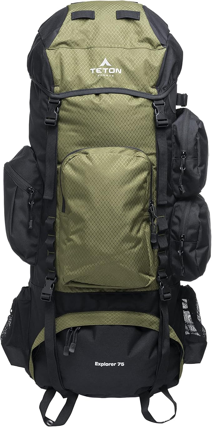 TETON 75L Explorer Internal Frame Backpack for Hiking, Camping, Backpacking, Rain Cover Included