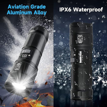 Rechargeable High Lumens, Super Bright Flashlights with COB Work Light, High Powered, Powerful Handheld Led Tactical Flashlights for Emergencies Camping Hiking,120000 Lumens