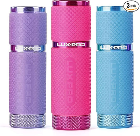 LUX-PRO - Tactical LED Multi Mode Handheld Flashlight, Maximum Brightness, LP395 Gels Glow-in-the-dark 9 LED Flashlight - PINK,PURPLE & BLUE