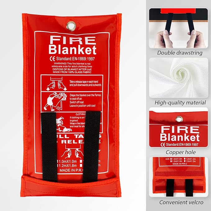 FLASLD Fire Blanket for Home and Kitchen, Fiberglass Fire Blankets Emergency for People, Flame Retardant Protection and Heat Insulation (3 ft x 3 ft - 4 Pack)