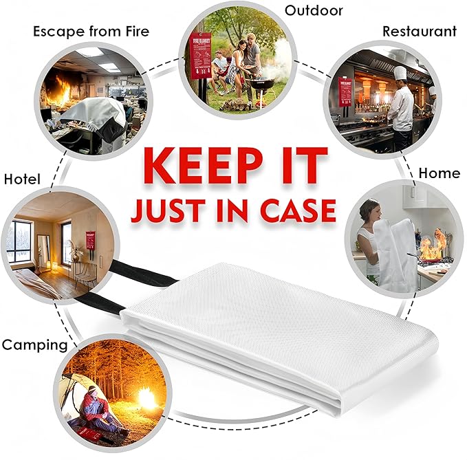 Fire Blankets Emergency for Home,39.4"x39.4" Emergency Fire Blanket for Kitchen Office Warehouse Car Camping Grill Fireplace. (4 Pack)