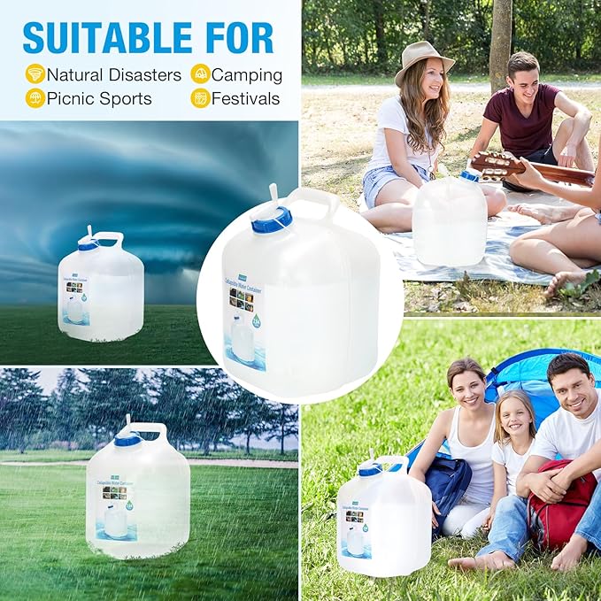 Collapsible Water Container,Potable Water Storage Containers,Water Jug 2.6 Gallon,Camping Water Container with Spigot,Double Handles Foldable Portable Water Jug for Camping,Hiking,Outdoors(2 Pack)