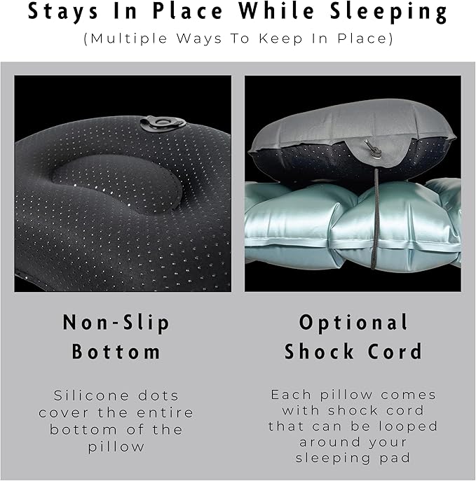 2 oz Ultralight Backpacking Pillow- Compact, Adjustable, Soft, Nonslip, Inflatable Camping Pillow Regular