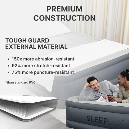 SleepLux Durable Inflatable Air Mattress with Built-in Pump, Pillow and USB Charger