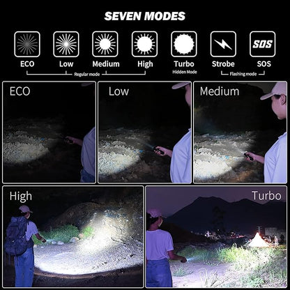 WUBEN C2 Flashlights High Lumens, 2000 Lumens Rechargeable Tactical Flashlights with 7 Modes Flash Light, Pocket LED Flashlight with IP68 Waterproof for Emergencies, Outdoor, Camping