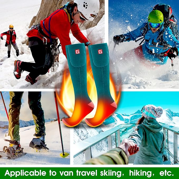 Autocastle Heated Socks, Electric Heated Socks for Men Women, Rechargeable Battery Heating Socks, Winter Warm Thermal Socks, Washable Unisex Foot Warmers for Hunting Camping Skiing Hiking Outdoors