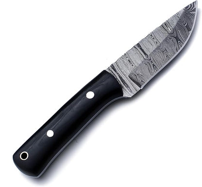 Handmade Damascus Steel Knife for Hunting,Survival,Camping,Bushcraft,and Fishing Fixed Blade with Drop Point Full Tang Micarta Handle,-with Cowhide-Leather Sheath - WKD-790