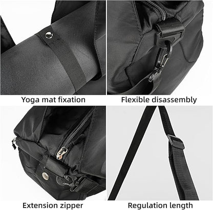 Gym Bag, Yoga Gym Bag for Women and Men, Carrying Workout Gear and Accessories, Shoe Compartment and Wet Dry Storage Pockets, Travel Duffle Bag Carry On Weekender Bag