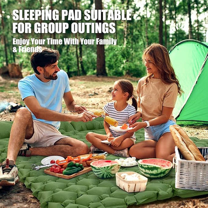 AKSOUL Double Camping Inflatable Sleeping Pad : Ultralight 2 Persons Backpacking Self Inflating Mat with Pillow, Lightweight Wide Compact Sleep Air Mattress for Camp, Family Travel,Hiking