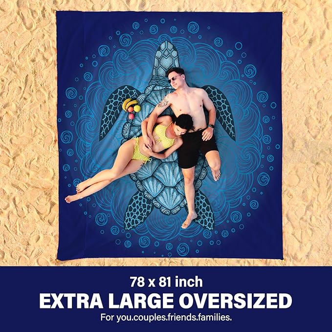 Beach Blanket Oversized Extra Large 78" X 81",Waterproof Sandproof Beach Blanket 1-7 Adults Lightweight Durable for Travel Camping Hiking Picnic