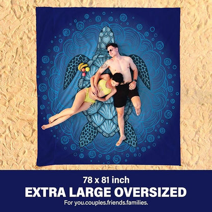 Beach Blanket Oversized Extra Large 78" X 81",Waterproof Sandproof Beach Blanket 1-7 Adults Lightweight Durable for Travel Camping Hiking Picnic
