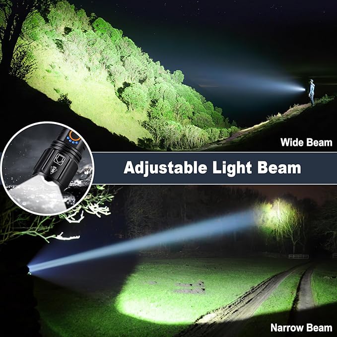 LED Flashlights High Lumens Rechargeable, 2 Pack 990,000 Lumen Super Bright Flashlights with 5 Modes, IPX7 Waterproof Powerful Handheld Flash Light for Camping Outdoor Home Emergency