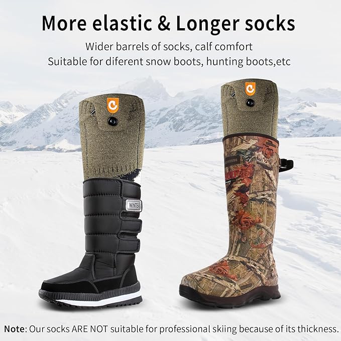 Heated Socks for Men Women - OIGOGOI 5000mAh Rechargeable Electric Heated Socks Foot Warmers 3 Heating Settings with APP Remote Control for Skiing Hiking Camping Running Fishing