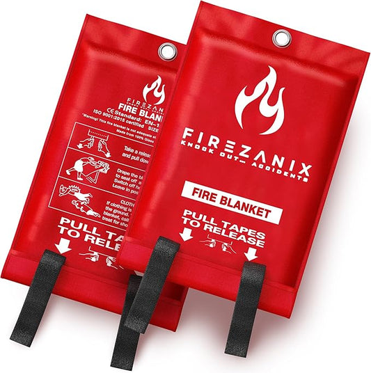 Fire Blankets Emergency for Home, Kitchen, Camping, Office and Vehicle (2 Pack) | Flame Retardant Fire Extinguishing Blanket | Fire Extinguisher Safety Suppression Blanket - Made from Fiberglass