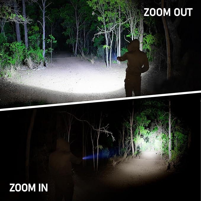 Blukar Flashlight Rechargeable, 2000L High Lumens Tactical Flashlight, Super Bright Small LED Flash Light- Zoomable, Adjustable Brightness, Long Lasting for Camping, Outdoors and Home Emergency