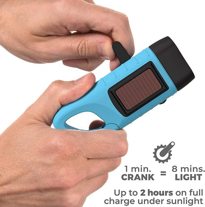Swiss Safe Rechargeable Flashlight with Solar Power & Hand Crank : High Lumen LED's, Tactical Grip, Mini Keychain Carabiner for EDC & Outdoor Camping (Variety Pack)