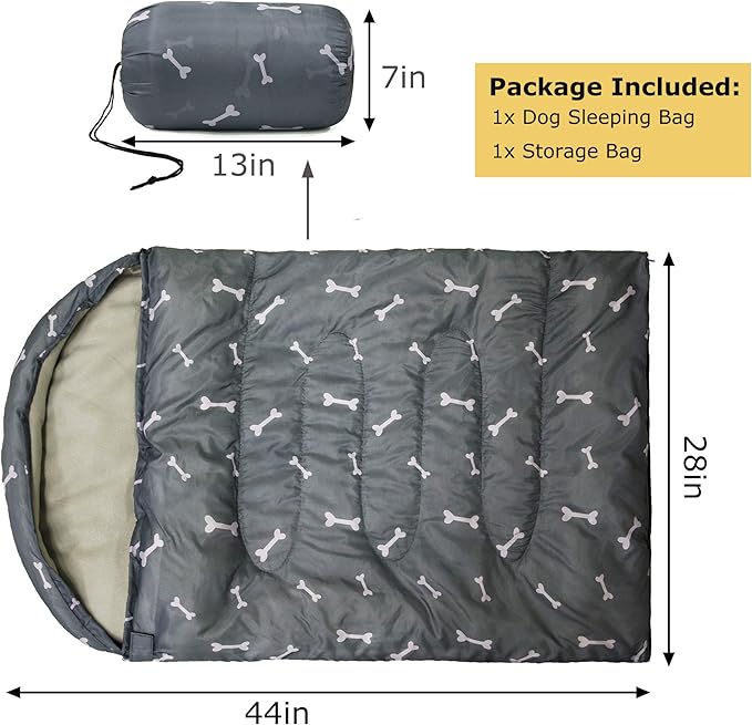 KUDES Dog Sleeping Bag Waterproof Warm Packable Dog Bed with Storage Bag for Indoor Outdoor Travel Camping Hiking Backpacking (43''Lx27''W)