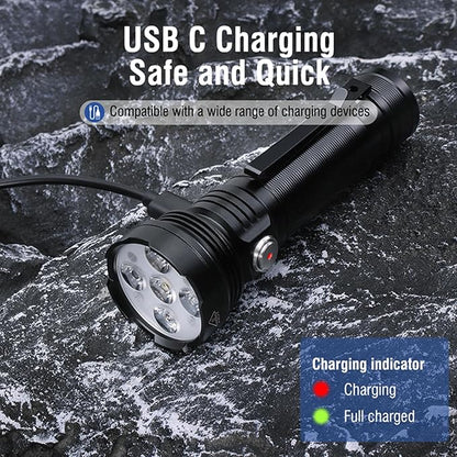 ULTRAFIRE ET28S 5 Color Tactical Multicolor Mini Flashlight Rechargeable White Blue Green Red UV 365nm 5 Light RGB LED Torch for Night Hunting Light, Fishing, Camping Hiking