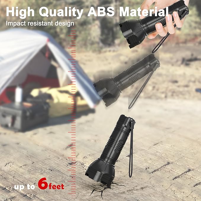 Rechargeable Flashlights, Bright Flashlights High Lumens for Home with 5 Modes, IP68 Waterproof Powerful USB Flashlight, Portable LED Handheld Tactical Flash Light for Camping Hiking Outdoor