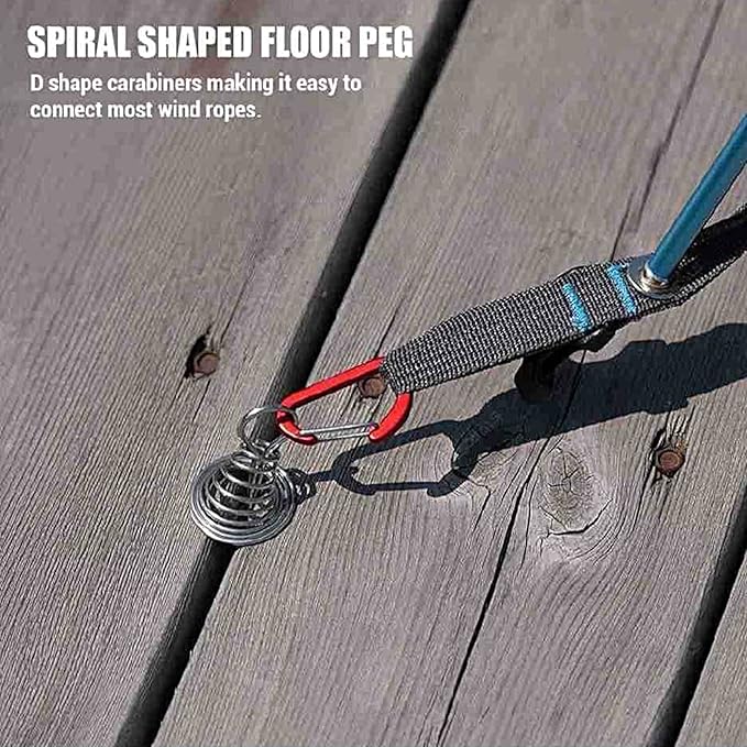 10PCS Deck Anchor Pegs, Windproof Aluminium Alloy Octopus Tent Stakes with Spring Buckle, Portable Wind Rope Anchor, Camping Tent Nail