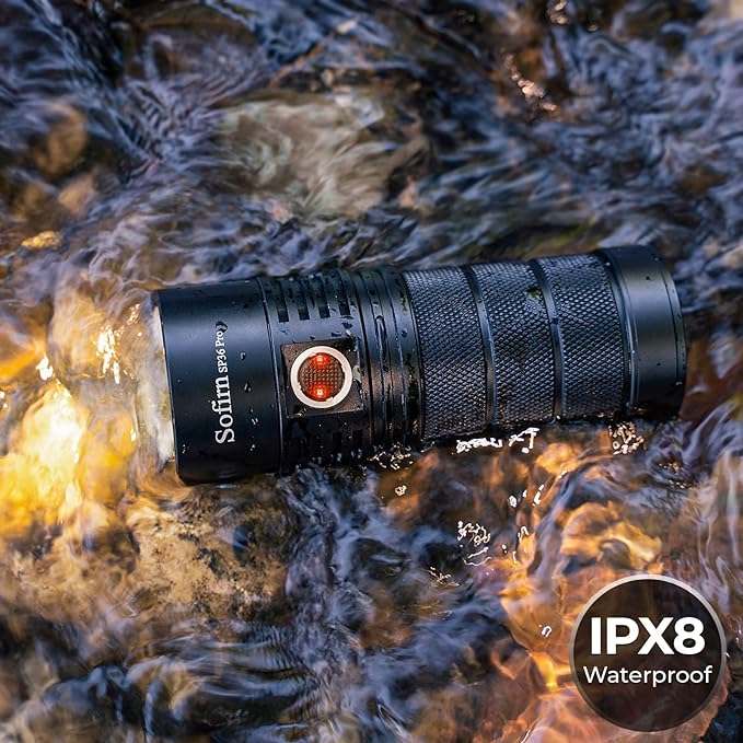 sofirn SP36 Pro Rechargeable LED Flashlight 8000 Lumens max, Powerful Flashlight with 4X SST40 6500K LED Anduril UI2, IPX8 Waterproof, for Emergencies Camping (SP36 Pro-Kit)