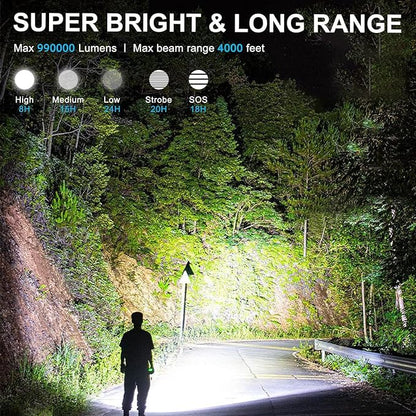 ANKRA Rechargeable Flashlights 990000 High Lumens Zoomable 5 Modes Super Bright IPX7 Waterproof & USB-C Charging Tactical Flashlights Powerful Handheld Flashlight for Emergencies Camping