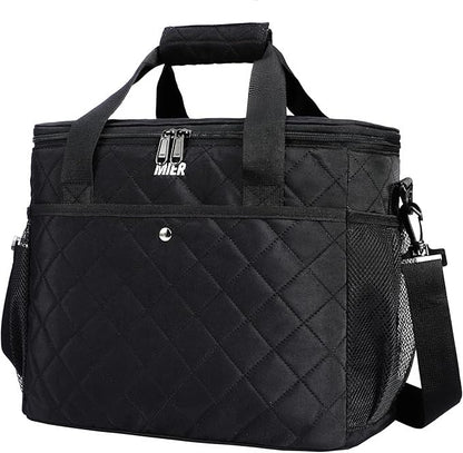 MIER 18L Large Soft Cooler Insulated Picnic Bag for Grocery, Camping, Car, Black